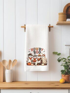 Howdy Boo Ghosts Halloween Decorative Kitchen Tea Towel